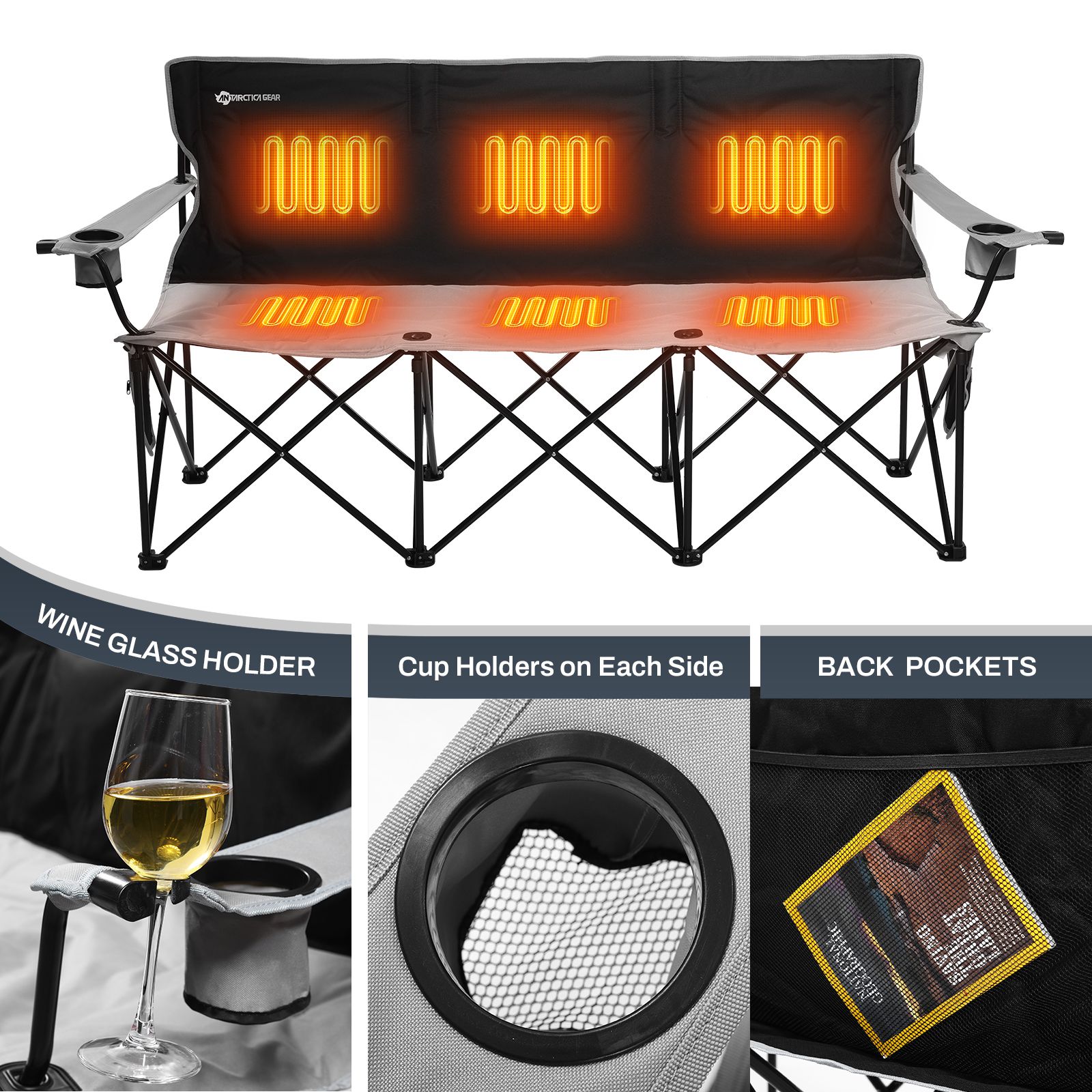  The Fireside Lounger – 3-Person Heated Camp Chair for Cozy Outdoor Moments-4