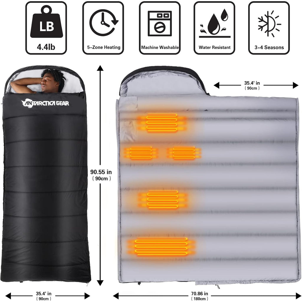 ANTARCTICA GEAR Heated Sleeping Bag Cold Weather Sleeping Bag for Hiking & Camping-1