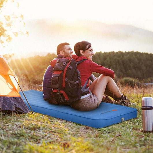 Self Inflating Folding Camping Sleeping Mattress with Carrying Bag-Blue-2