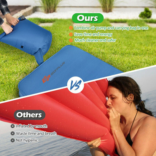 Self Inflating Folding Camping Sleeping Mattress with Carrying Bag-Blue-3