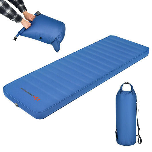 Self Inflating Folding Camping Sleeping Mattress with Carrying Bag-Blue-0