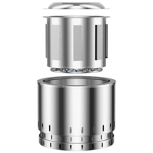 Smokeless Stainless Steel Fire Pit with Ash Pan for Yard Camping-Silver-4