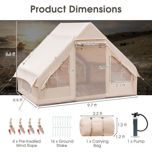 Cozy Haven Inflatable Tent – 4-6 Person Glamping Shelter-3